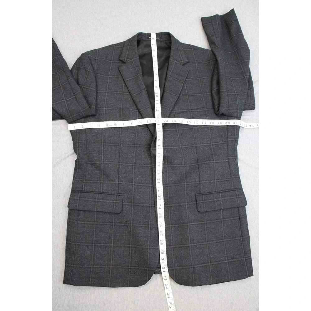 Pronto Uomo Platinum Blazer Jacket Mens 42R Windowpane Wool Blend Stretch Lined